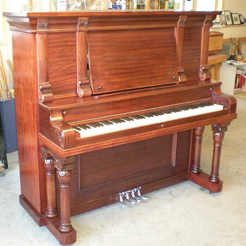 A Cornish upright piano manufactured in 1906 and completely rebuilt and refinished by Norman Sheppard in 2009.